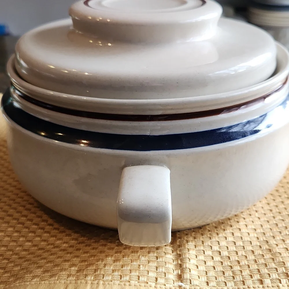 Contemporary Chateau Japanese Stoneware Handpainted Vintage Lidded Casserole